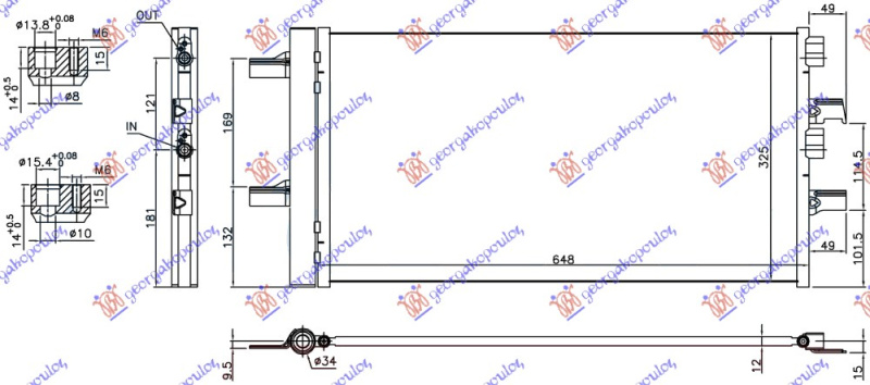 Radiator i kondicionerit 1.5 (18i) benzinë (648x348x12)