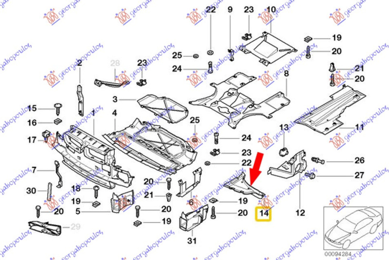 Mbrojtje/kapak nën motor (anësorë)