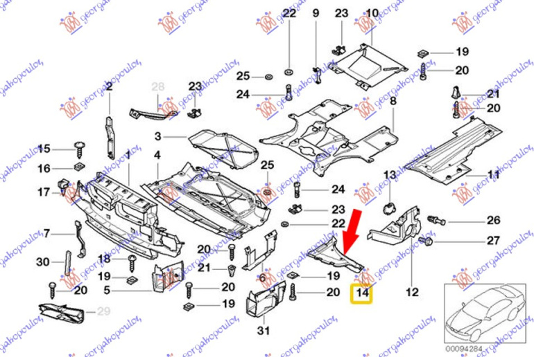 Mbrojtje/kapak nën motor plastik (anësorë)