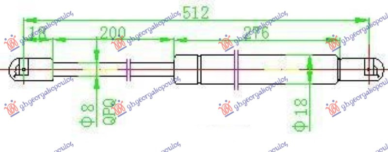Amortizues (një) për derën e bagazhit 5 dyer (512L-450N)