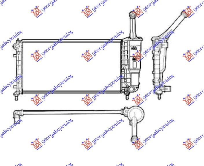 Radiator për motor 1.2 8/16V (me/pa kondicioner) (58x31,5) tipi DENSO