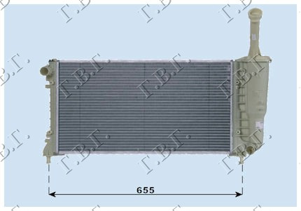 Radiator për motor 1,4CC 16V (me/pa kondicioner) (58x30,8) (me tubë të derdhjes)
