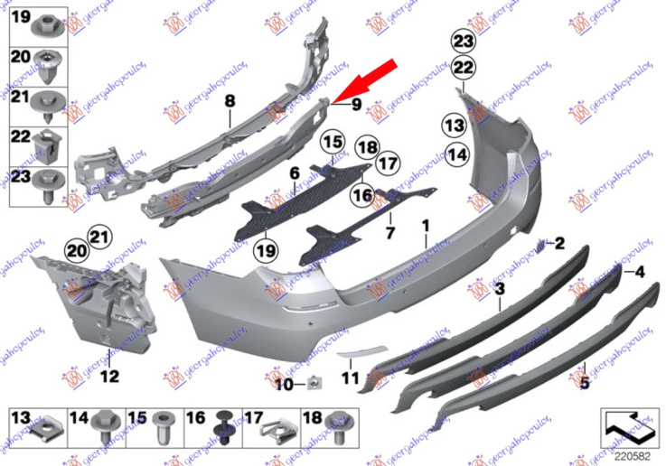 Shtërngues/mbajtës në parakolpin e pasëm (M-SPORT) (f10/f11)