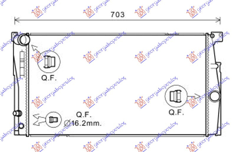Radiator për motor 1.6-2.0 benzinë (marsh manual) N20B16A/N20B20A/B (60x34,5x3,2)