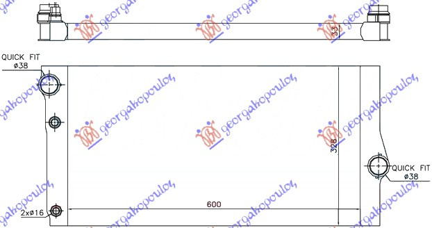 Radiator për motor dizel (600x310x32)