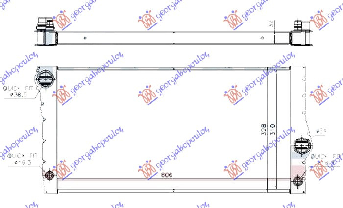 Radiator për motor 3.0 (535ix) benzinë (+ GT/F07) (605x310x32)