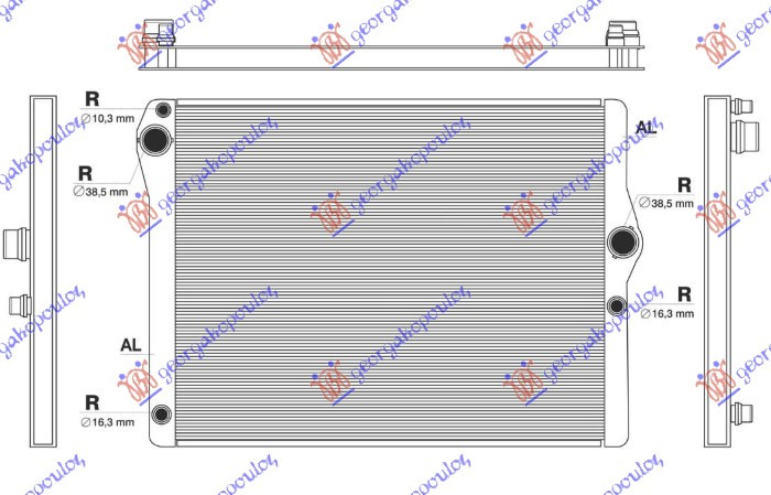 Radiator për motor 4.4 benzinë (marsh manual/automatik) (612x487)