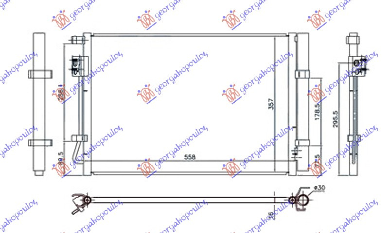 Radiator i kondicionerit 1.6-2.0 (520i) - 2.0 (528i) benzinë (595x480x16)