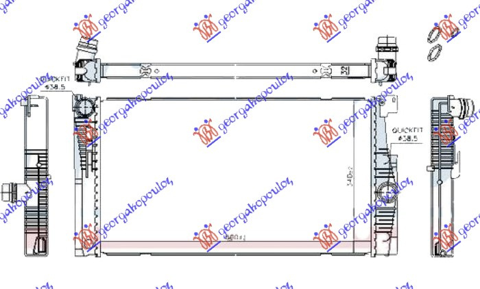 Radiator për motor 2.0 benzinë (me/pa kondicioner) (marsh manual/automatik) (600x340) (karavan)