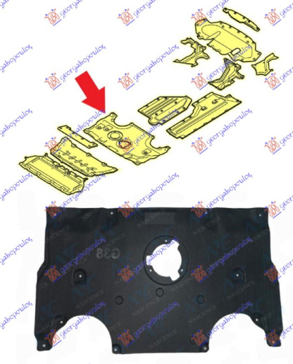 Mbrojtje/kapak nën motor (i pasëm)