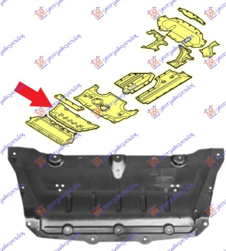 Mbrojtje/kapak nën motor prapa (tërheq në rrotat e pasme)