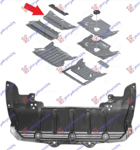 Mbrojtje/kapak nën motor (i pasëm) (tërheq në të gjitha katër rrotat)