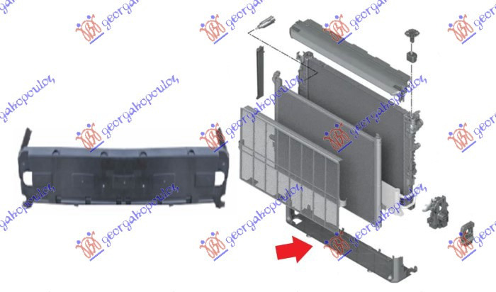 Mbulues për radiator për motor plastik e poshtme