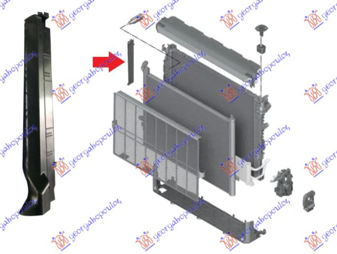 Mbulues për radiator për motor plastik vertikal