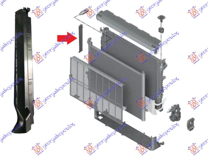 Mbulues për radiator për motor plastik vertikal
