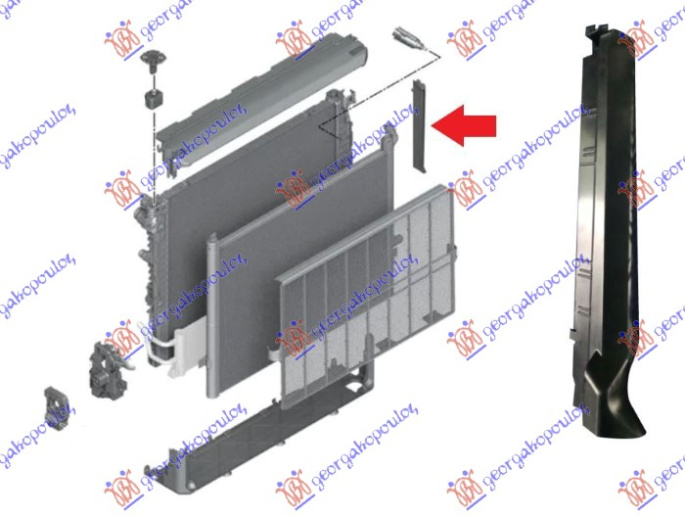 Mbulues për radiator për motor plastik vertikal