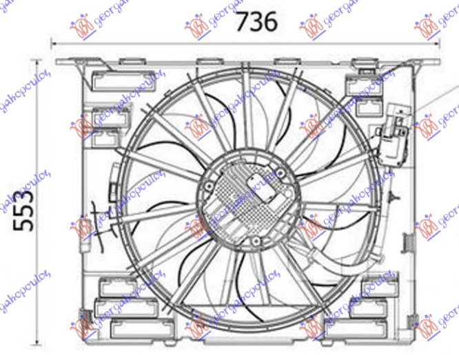Ventilator komplet 2.0 benzinë/hibrid (484mm) (600W) (4 pinë)