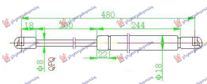 Amortizues (një) për derën e bagazhit (480L-420N)