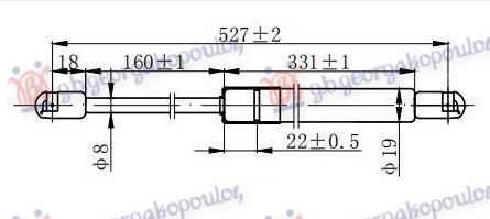 Amortizues (një) për derën e bagazhit (527L-610N)