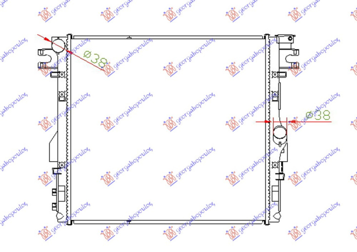 Radiator për motor 3.6-3.8i benzinë (marsh manual/automatik) (560x510x26)