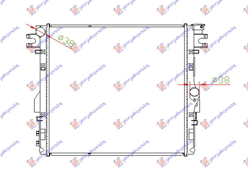 Radiator për motor 3.6-3.8i benzinë (marsh manual/automatik) (560x510x26)