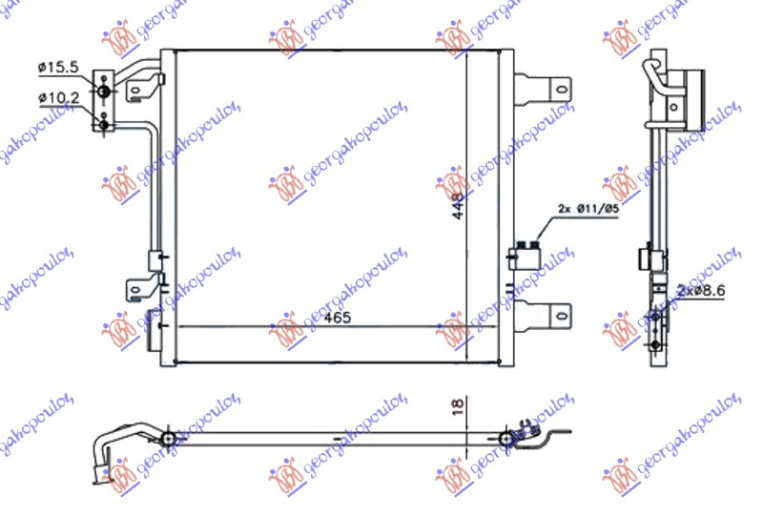 Radiator i kondicionerit 3.6-3.8i benzinë 2.8 CRD dizel (marsh automatik) -12 (470x450x18)