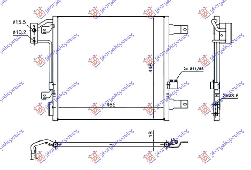 Radiator i kondicionerit 3.6-3.8i benzinë 2.8 CRD dizel (marsh automatik) -12 (470x450x18)