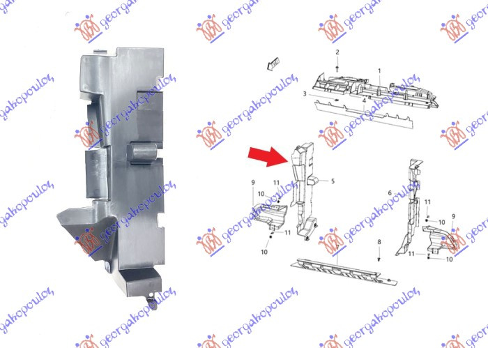 Mbajtës për radiatorin për motor plastik vertikal