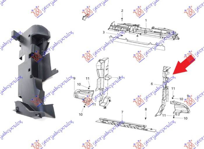 Mbajtës për radiatorin për motor plastik vertikal
