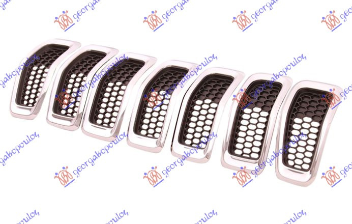 Maskë pvc/grilë krom kompletg me ngjyrë të zezë me kornizë krom (set 7 pjesë)