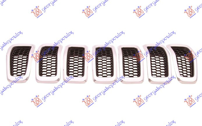 Maskë pvc/grilë krom kompletg me ngjyrë të zezë me kornizë krom (set 7 pjesë)