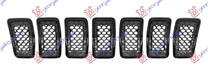 Maskë pvc/grilë krom komplet me ngjyrë të zezë me kornizë krom (set 7 pjesë)