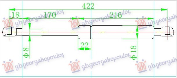 Amortizues (një) për derën e bagazhit (424L-380N)