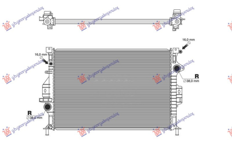 Radiator për motor benzinë - dizel (650x410x26) (CALSONIC tipi) (KOYO)