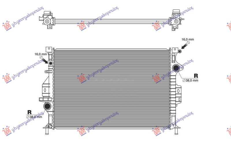 Radiator për motor benzinë - dizel (650x410x26) (CALSONIC tipi) (KOYO)