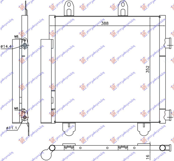 Radiator i kondicionerit të gjitha modelet (390x350x16) R134a