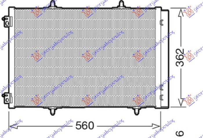 Radiator i kondicionerit 1.2 benzinë - 1.5-1.6 dizel (540x362) (4 mbajtës)