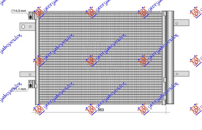 Radiator i kondicionerit 1.2-1.6 THP benzinë - 1.6-2.0 BlueHDI dizel (563x416x12)