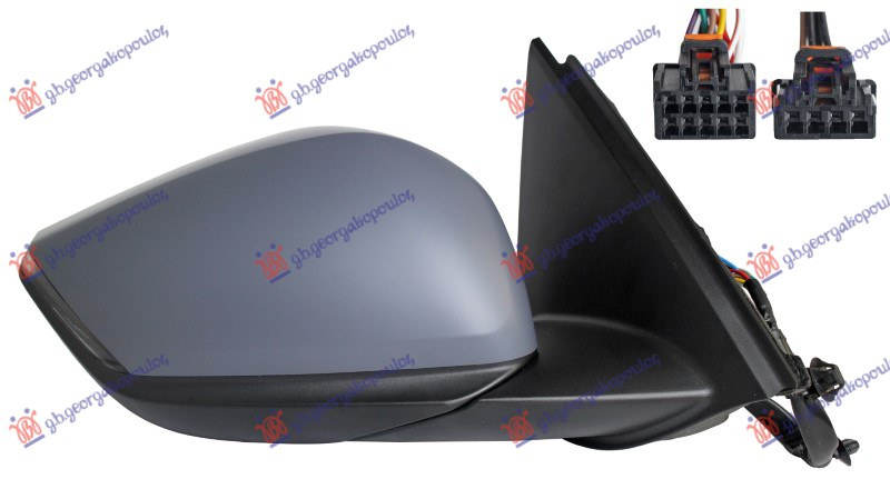 Pasqyrë elektrike me ngrohje (elektrik-me palosje) (gati për ngjyrosje) (me drita pulsuese) +Dritë + sensor) (10 hapje - 10 pinë + 4 hapje 2 pinë) (А cilësi) (xham i lakuar)