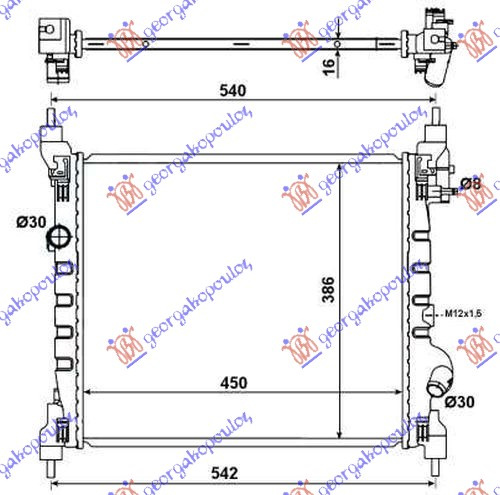 Radiator për motor 1,0-1,2i16V (45x39x17)