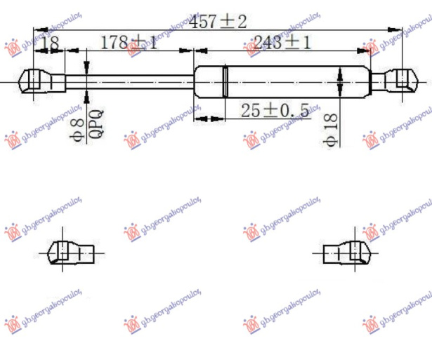 Amortizues (një) për derën e bagazhit (460L-350N)