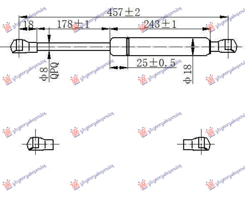 Amortizues (një) për derën e bagazhit (460L-350N)