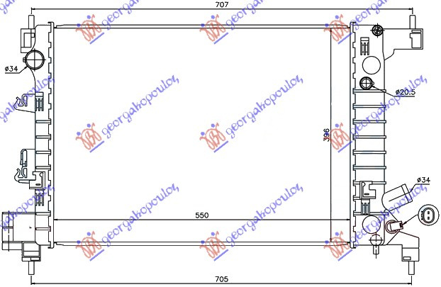 Radiator për motor 1,2i-1,4i (55x39,6x17)