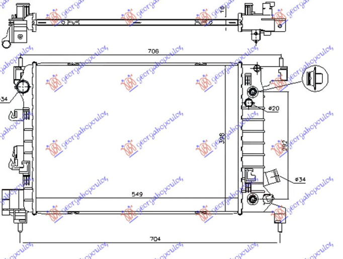 Radiator për motor 1.4i-16V (55x40x1.5) (marsh automatik)