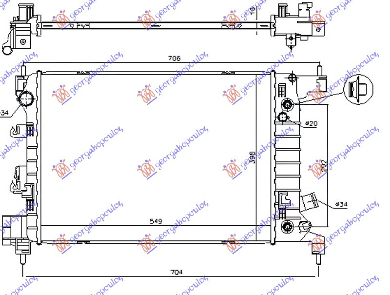 Radiator për motor 1.4i-16V (55x40x1.5) (marsh automatik)