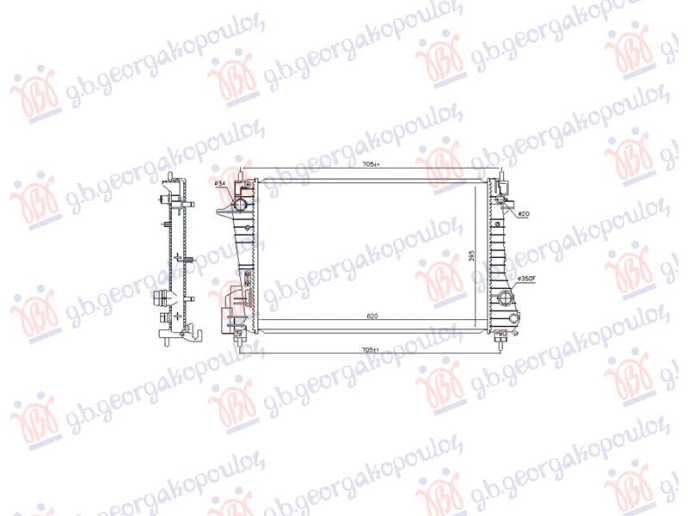 Radiator për motor 1.3 dizel (640x397x27)