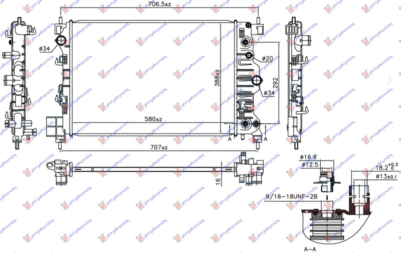Radiator për motor 1.6i 16v (marsh automatik) (58x38,8x1,6)