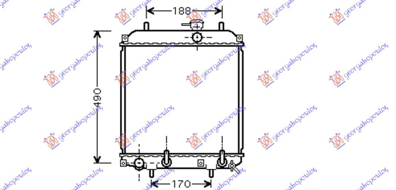 Radiator për motor 1,0i 12V (40x31,7x16) (marsh manual/automatik)
