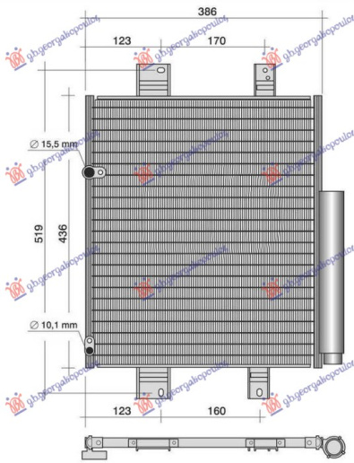 Radiator i kondicionerit të gjitha modelet (385x435x16)