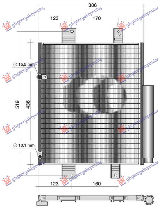 Radiator i kondicionerit të gjitha modelet (385x435x16)